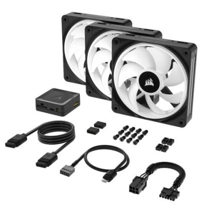 Corsair iCUE LINK QX120 12cm PWM RGB Case Fans (3 Pack), 34 RGB LEDs, Magnetic Dome Bearing, 2400 RPM, iCUE LINK Hub Included, Black