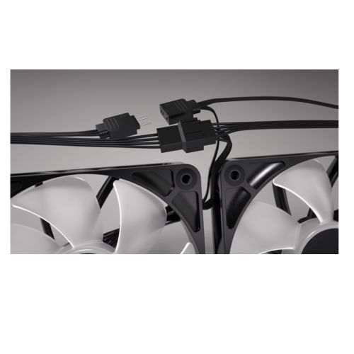 Corsair RS120 PWM 12cm Case Fans (3 Pack), Magnetic Dome Bearing, Daisy-Chain 4-Pin, 2100 RPM, AirGuide Tech, Black
