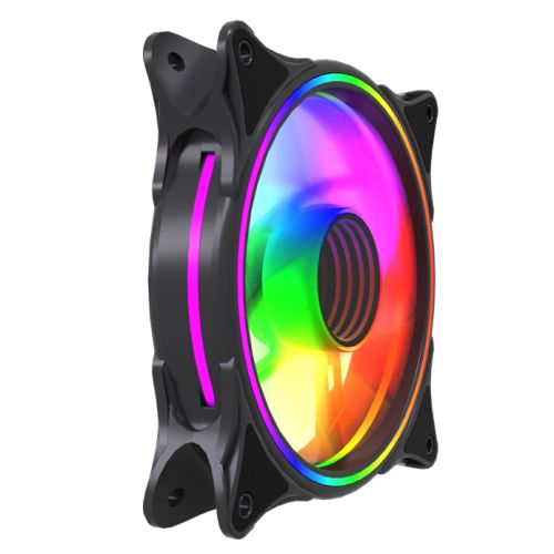 Vida Infinity01 Reverse Blade 12cm ARGB Dual Ring PWM Case Fan, Hydraulic Bearing, Infinity Mirror Effect, 500-1500 RPM, White