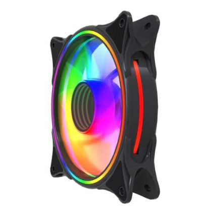 Vida Infinity01 Reverse Blade 12cm ARGB Dual Ring PWM Case Fan, Hydraulic Bearing, Infinity Mirror Effect, 500-1500 RPM, Black