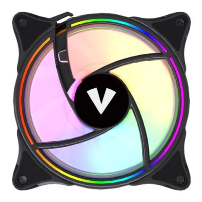 Vida Infinity01 Reverse Blade 12cm ARGB Dual Ring PWM Case Fan, Hydraulic Bearing, Infinity Mirror Effect, 500-1500 RPM, Black