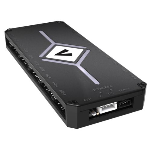 Vida 10-Port PWM ARGB Fan Hub with Remote Control, SATA Powered