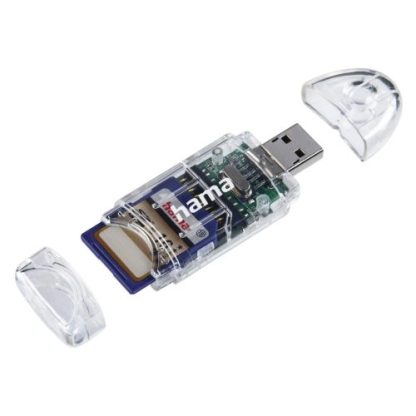 Hama External 8-in-1 USB 2.0 Card Reader, SD/microSD, Transparent, USB Powered