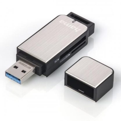 Hama External USB 3.0 Card Reader, SD/microSD, Silver, USB Powered