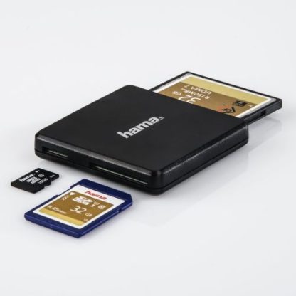 Hama External USB 3.0 Multi-Card Reader, SD/microSD/CF, Black, USB Powered