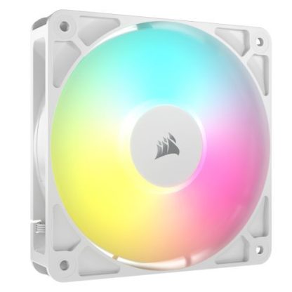 Corsair RS120 ARGB PWM 12cm Case Fans (3 Pack), Magnetic Dome Bearing, Daisy-Chain 4-Pin, 2100 RPM, AirGuide Tech, White
