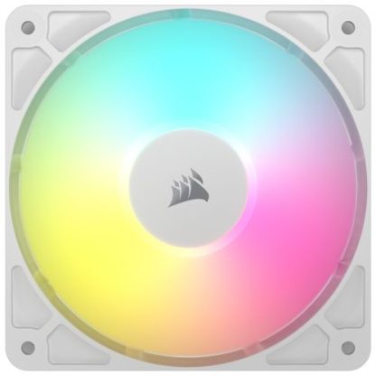 Corsair RS120 ARGB PWM 12cm Case Fans (3 Pack), Magnetic Dome Bearing, Daisy-Chain 4-Pin, 2100 RPM, AirGuide Tech, White