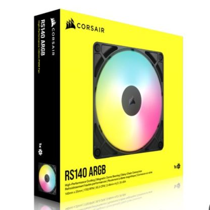Corsair RS140 ARGB PWM 14cm Case Fan, Magnetic Dome Bearing, Daisy-Chain 4-Pin, 1700 RPM, AirGuide Tech, Black