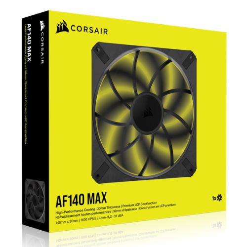 Corsair RS140 MAX 14cm PWM Thick Case Fan, 30mm Thick, Magnetic Dome Bearing, 1600 RPM, Liquid Crystal Polymer Construction