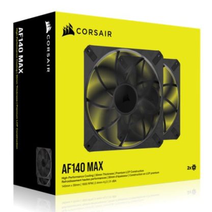 Corsair RS140 MAX 14cm PWM Thick Case Fans (2 Pack), 30mm Thick, Magnetic Dome Bearing, 1600 RPM, Liquid Crystal Polymer Construction