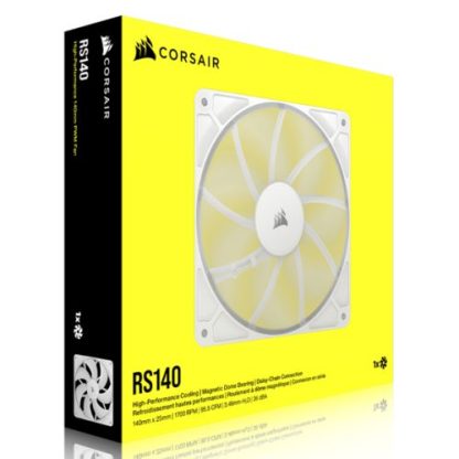 Corsair RS140 PWM 14cm Case Fan, Magnetic Dome Bearing, Daisy-Chain 4-Pin, 1700 RPM, AirGuide Tech, White
