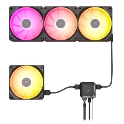 Corsair iCUE LINK LX120 12cm PWM RGB Case Fans (3-Pack), 18 RGB LEDs, Magnetic Dome Bearing, 2400 RPM, iCUE LINK Hub Included, Black