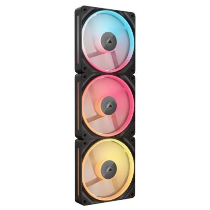 Corsair iCUE LINK LX120-R 12cm PWM Reverse Blade RGB Case Fans (3-Pack), 18 RGB LEDs, Magnetic Dome Bearing, 2400 RPM, iCUE LINK Hub Included, Black