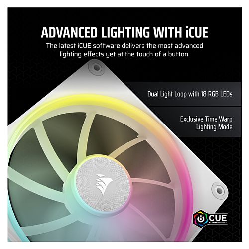 Corsair iCUE LINK LX140 14cm PWM RGB Case Fan, 18 RGB LEDs, Magnetic Dome Bearing, 2000 RPM, White, Single Fan Expansion Kit