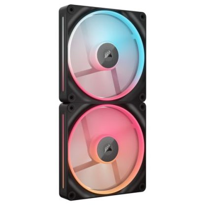 Corsair iCUE LINK LX140-R 14cm PWM Reverse Blade RGB Case Fans (2-Pack), 18 RGB LEDs, Magnetic Dome Bearing, 2000 RPM, iCUE LINK Hub Included, Black