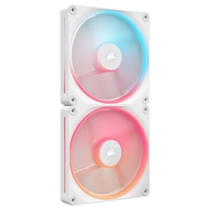 Corsair iCUE LINK LX140-R 14cm PWM Reverse Blade RGB Case Fans (2-Pack), 18 RGB LEDs, Magnetic Dome Bearing, 2000 RPM, iCUE LINK Hub Included, White