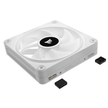 Corsair iCUE LINK QX120 12cm PWM RGB Case Fan, 34 RGB LEDs, Magnetic Dome Bearing, 2400 RPM, White, Single Fan Expansion Kit