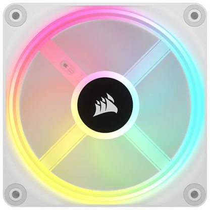 Corsair iCUE LINK QX120 12cm PWM RGB Case Fan, 34 RGB LEDs, Magnetic Dome Bearing, 2400 RPM, White, Single Fan Expansion Kit