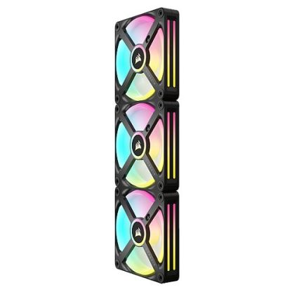 Corsair iCUE LINK QX120 12cm PWM RGB Case Fans (3 Pack), 34 RGB LEDs, Magnetic Dome Bearing, 2400 RPM, iCUE LINK Hub Included, Black