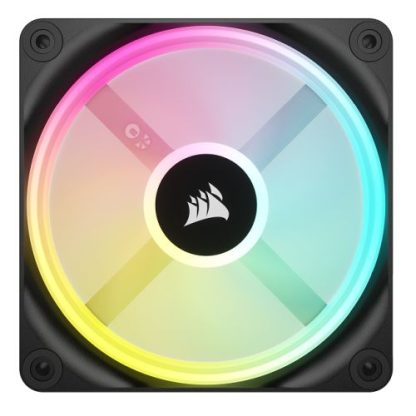 Corsair iCUE LINK QX120 12cm PWM RGB Case Fans (3 Pack), 34 RGB LEDs, Magnetic Dome Bearing, 2400 RPM, iCUE LINK Hub Included, Black
