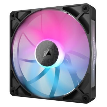 Corsair iCUE LINK RX140 RGB 14cm PWM Case Fans (2 Pack), 8 ARGB LEDs, Magnetic Dome Bearing, 1700 RPM, iCUE LINK Hub Included, Black