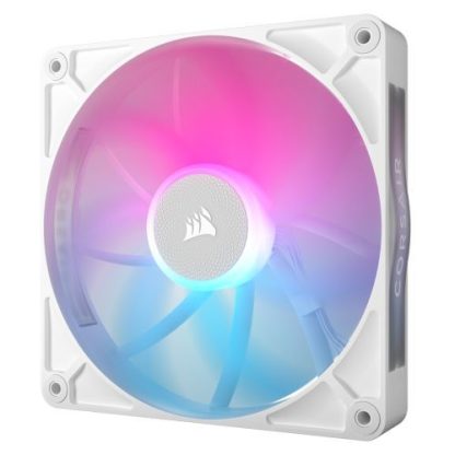Corsair iCUE LINK RX140 RGB 14cm PWM Case Fans (2 Pack), 8 ARGB LEDs, Magnetic Dome Bearing, 1700 RPM, iCUE LINK Hub Included, White
