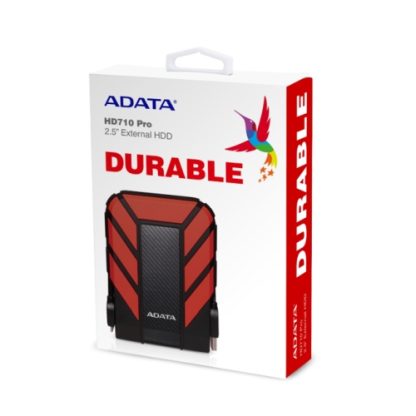 ADATA 2TB HD710 Pro Rugged External Hard Drive, 2.5", USB 3.1, IP68 Water/Dust Proof, Shock Proof, Red