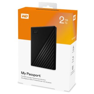 WD 2TB My Passport External Hard Drive, 2.5", USB 3.2 Gen1, Hardware Encryption, Backup Software, Black