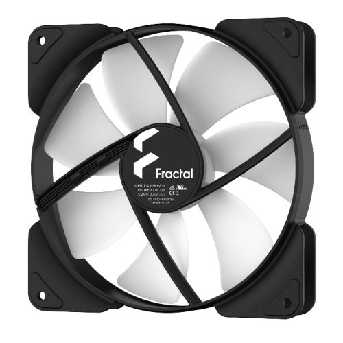 Fractal Design Aspect 14 14cm RGB PWM Case Fan, Rifle Bearing, Supports Chaining, Aerodynamic Stator Struts, 500-1700 RPM, Black Frame