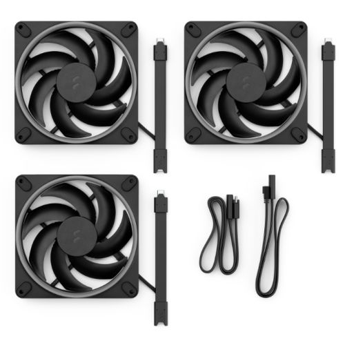 Fractal Design Momentum 14 ARGB 14cm PWM Case Fans (3-Pack), 20 LEDs, FDB Bearing, 350-1800RPM, 8-pin Connector, Black