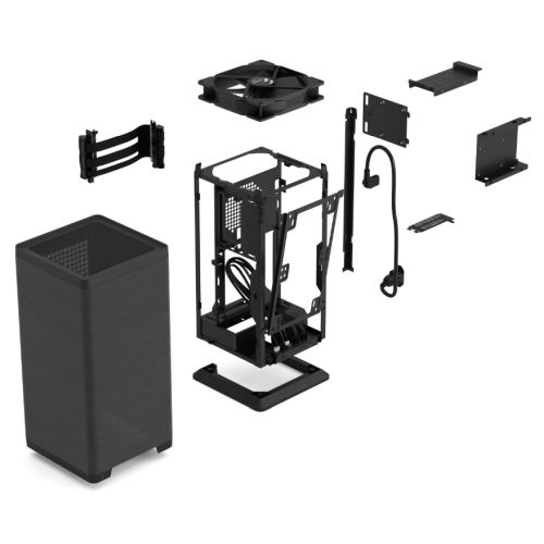 Fractal Design Mood (Black) SFF Case, Mini ITX, Requires SFX/SFX-L PSU, 1 Fan, PCIe 4.0 Riser Card, USB-C, 325mm GPU & 280mm Radiator Support