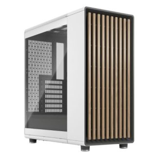 Fractal Design North Chalk White (TG Clear) Case w Clear Glass Window, ATX, 2 Fans, USB-C, Oak Front