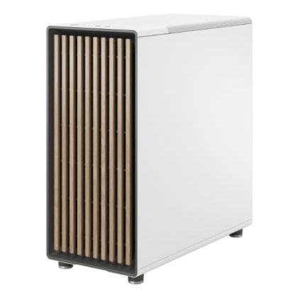 Fractal Design North Chalk White (TG Clear) Case w Clear Glass Window, ATX, 2 Fans, USB-C, Oak Front