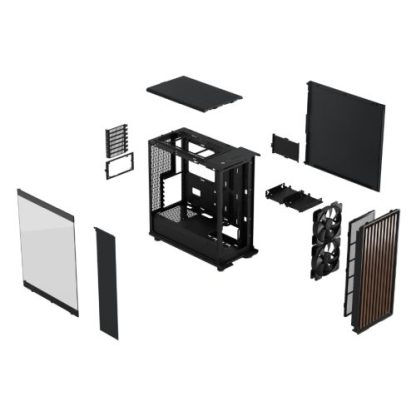 Fractal Design North Charcoal Black (TG Dark) Case w Dark Tint Glass Window, ATX, 2 Fans, USB-C, Walnut Front