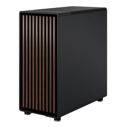 Fractal Design North Charcoal Black (TG Dark) Case w Dark Tint Glass Window, ATX, 2 Fans, USB-C, Walnut Front