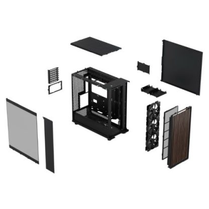 Fractal Design North XL Charcoal Black (TG Dark) Case w Dark Tint Glass Window, E-ATX, 3 PWM Fans, USB-C, Walnut Front