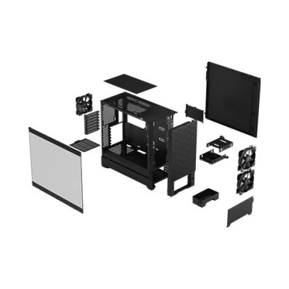 Fractal Design Pop Air (Black TG) Gaming Case w Clear Glass Window, ATX, Hexagonal Mesh Front, 3 Fans