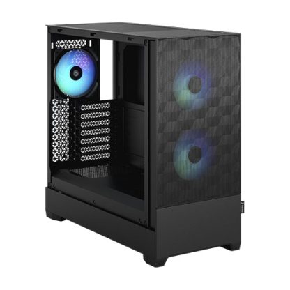 Fractal Design Pop Air RGB (Black TG) Gaming Case w/ Clear Glass Window, ATX, Hexagonal Mesh Front, 3 RGB Fans & ARGB Controller