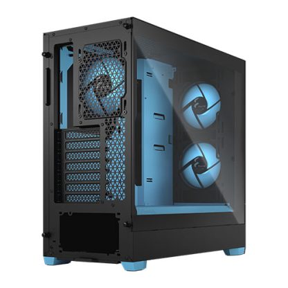 Fractal Design Pop Air RGB (Cyan Core TG) Gaming Case w/ Clear Glass Window, ATX, Hexagonal Mesh Front, Cyan Interior/Accents, 3 RGB Fans & ARGB Controller