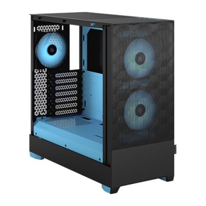 Fractal Design Pop Air RGB (Cyan Core TG) Gaming Case w/ Clear Glass Window, ATX, Hexagonal Mesh Front, Cyan Interior/Accents, 3 RGB Fans & ARGB Controller
