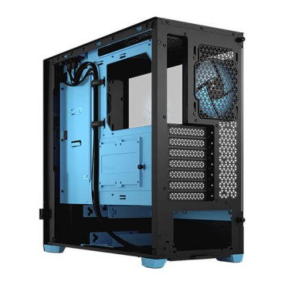 Fractal Design Pop Air RGB (Cyan Core TG) Gaming Case w/ Clear Glass Window, ATX, Hexagonal Mesh Front, Cyan Interior/Accents, 3 RGB Fans & ARGB Controller