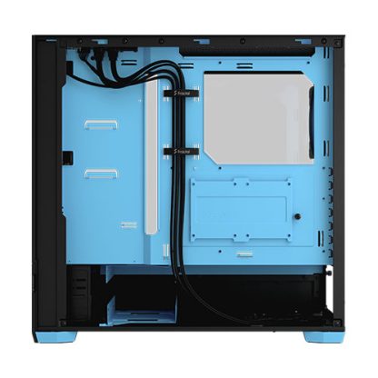 Fractal Design Pop Air RGB (Cyan Core TG) Gaming Case w/ Clear Glass Window, ATX, Hexagonal Mesh Front, Cyan Interior/Accents, 3 RGB Fans & ARGB Controller