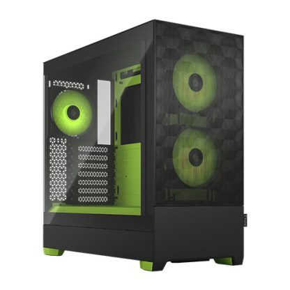 Fractal Design Pop Air RGB (Green Core TG) Gaming Case w Clear Glass Window, ATX, Hexagonal Mesh Front, Green Interior-Accents, 3 RGB Fans & ARGB Controller