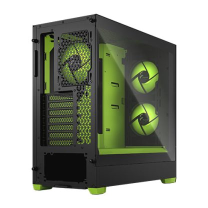 Fractal Design Pop Air RGB (Green Core TG) Gaming Case w Clear Glass Window, ATX, Hexagonal Mesh Front, Green Interior-Accents, 3 RGB Fans & ARGB Controller