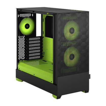 Fractal Design Pop Air RGB (Green Core TG) Gaming Case w Clear Glass Window, ATX, Hexagonal Mesh Front, Green Interior-Accents, 3 RGB Fans & ARGB Controller