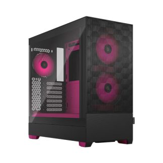 Fractal Design Pop Air RGB (Magenta Core TG) Gaming Case w Clear Glass Window, ATX, Hexagonal Mesh Front, Magenta Interior-Accents, 3 RGB Fans & ARGB Controller