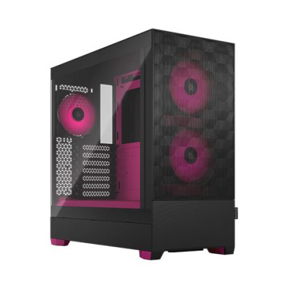 Fractal Design Pop Air RGB (Magenta Core TG) Gaming Case w Clear Glass Window, ATX, Hexagonal Mesh Front, Magenta Interior-Accents, 3 RGB Fans & ARGB Controller