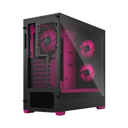 Fractal Design Pop Air RGB (Magenta Core TG) Gaming Case w Clear Glass Window, ATX, Hexagonal Mesh Front, Magenta Interior-Accents, 3 RGB Fans & ARGB Controller