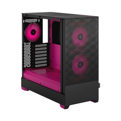 Fractal Design Pop Air RGB (Magenta Core TG) Gaming Case w Clear Glass Window, ATX, Hexagonal Mesh Front, Magenta Interior-Accents, 3 RGB Fans & ARGB Controller