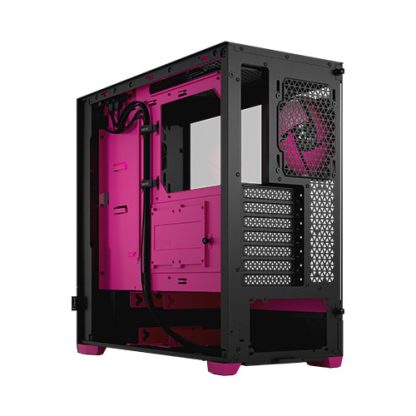 Fractal Design Pop Air RGB (Magenta Core TG) Gaming Case w Clear Glass Window, ATX, Hexagonal Mesh Front, Magenta Interior-Accents, 3 RGB Fans & ARGB Controller